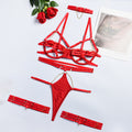 Milk Silk Hollow Four-Piece Intimates Set