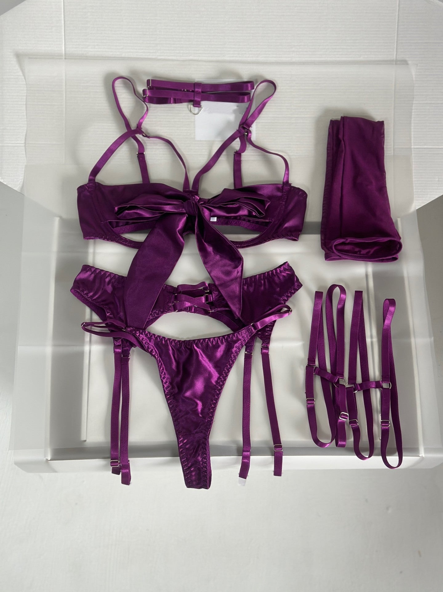 Bow & Garter Three-Piece Intimates Set